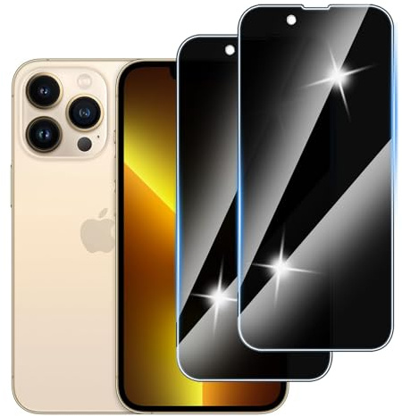 Hirshen [2 Stück] Sichtschutzfolie für iPhone 13 Pro Panzer Schutz Glas, Anti-Spähen Privatsphäre Schutzfolie, 9H Härte, Anti-Kratzer, Bläschenfrei,Anti-Spy