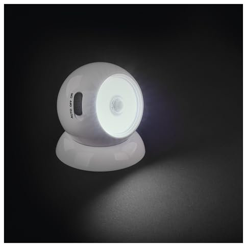 EMOS - Luce notturna a LED con sensore - LED COB in bianco freddo, alimentato a batteria (3 x AAA) - Supporto magnetico per un facile allineamento - 3 modalità: AUTO/ON/OFF - Portata di 15 m, durata