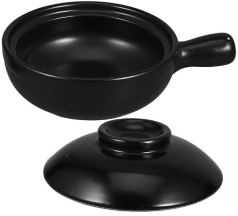 DONFAMDS Casserole Chinoise en Argile avec Couvercle Résistance à Haute Température 600ml Répartition Uniforme Chaleur, pour Soupes et Friture