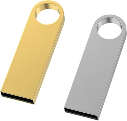 64GB USB Stick 2 Pack with Keychains, Wooolken Sleek Metal USB 2.0 Thumb Drives Memory Stick for PC Laptop Computer