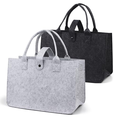 Dawumin Filztasche Einkaufstasche, Filztaschen Shopper, Faltbar Filzkorb, Tragetasche Shopping Bag, Tasche Filz zur Einkaufen, Ausgehen, Aufbewahrung, Reisen, Picknick