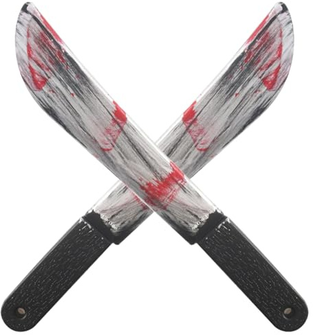 Pesoncarl 2 PCS Halloween Couteau, Accessoires de Couteau à Boucher Sanglant réaliste, 2, 2x15, 7 Pouces en Plastique Jouet décoratif pour fête, Farce, Cosplay, décorations, Halloween 2025