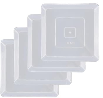 4 Pieces 10.2CM Square Plastic Plant Saucer Clear Plant Saucer Flower Pot Drip Trays for Garden/Balcony Indoor Outdoor
