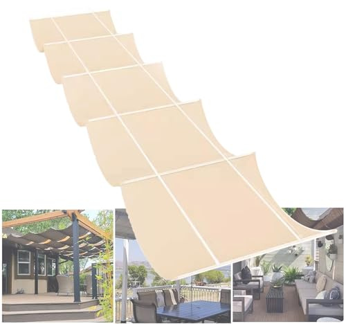 Sonnensegel, einziehbar, mit Seilspannung, 90 % UV-Schutz, für Terrasse, Pergola, Balkon, ideal als Sonnenschutz im Freien