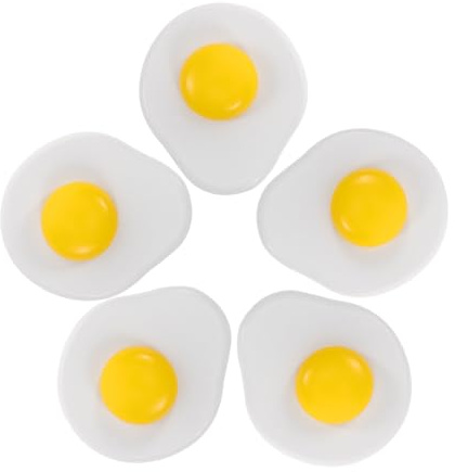 SUPVOX 5pezzi Giocattolo Artificiale Realistico in Legno per Esposizione Cibo Decorazione Uova Fritte Oggetto Scena Cucina Cibo Finto Giocattolo Educativo