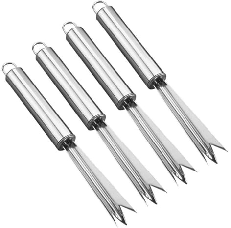 TOYANDONA 4 Pezzi Coltelli per Ananas in Acciaio Resistenti Sbucciatore e Forchetta per Frutta Multifunzionale Facile da Usare Resistente alla Ruggine per Cucina e attività Outdoor