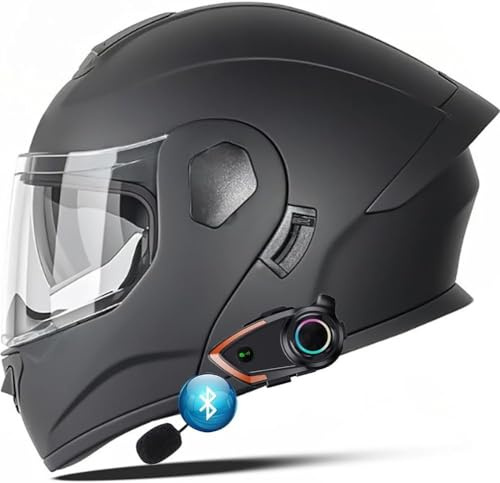 Caimcie Casco da Moto apribile, Casco Integrale da Corsa omologato ECE/DOT con Bluetooth Integrato, Doppia Visiera antiappannamento e Design Silenzioso, Casco da Moto per Uomo e Donna K,M=54-56cm
