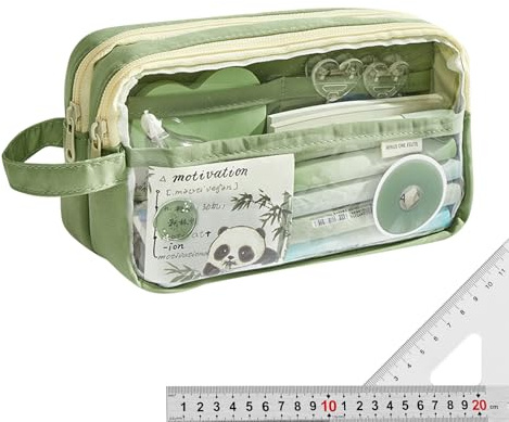 Estuche transparente para bolígrafos - Estuche para lápices con cremallera de gran capacidad, organizador de papelería impermeable | de soporte para bolígrafo de examen grande para escuela, ofic