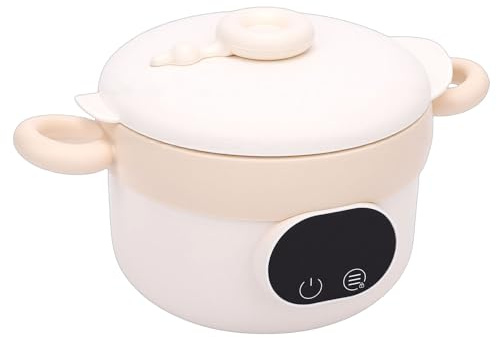 Cocoarm Lunch Box Elettrico, Ciotola Scaldavivande Riscaldata in Acciaio Inossidabile con capacità di 470 Ml per Neonati e Bambini Piccoli Senza Acqua Necessaria (Color crema)
