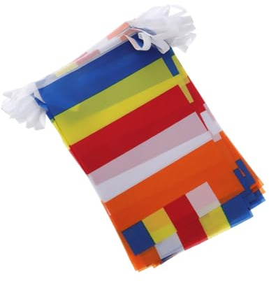 Artibetter Buddhistisches Polyester Fahnenbanner mit 5 Farben Blau Gelb Weiß Rot und Orange für Tempel und Hofdekoration zur Friedens und Segensgebet