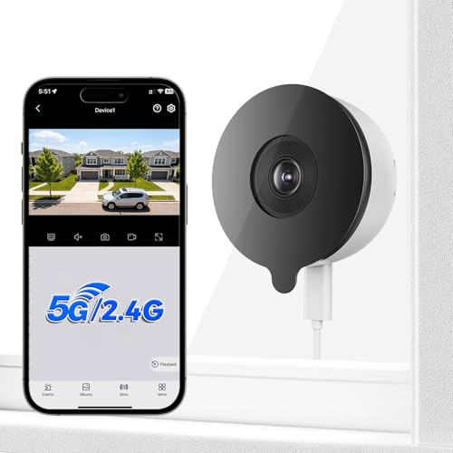 Yesiview 2K 3MP Window Camera for Looking Outside, 2.4GHz & 5GHz | Indoor Stick on Window Camera with Full Color Night Vision, Two-Way Audio, Anti-Reflection,Motion Detection