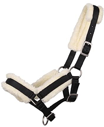 JA Horse JA4020 Fohlenhalfter Comfort Verstellbar, Schwarz, Pony | Weich Unterlegtes Fohlenhalfter mit Wollimitat, 3-Fach Verstellbar, Mitwachsend für Junge Fohlen
