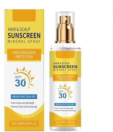 Sonnenschutz Kopfhaut Spray SPF 30, Hitzeschutz für Haare, Sonnenschutz Haare und Kopfhaut - SonnenschutzKopfhaut Nicht Fettend - Mineral Sunscreen gegen Trockene Kopfhaut & Farbschutz (1PC)