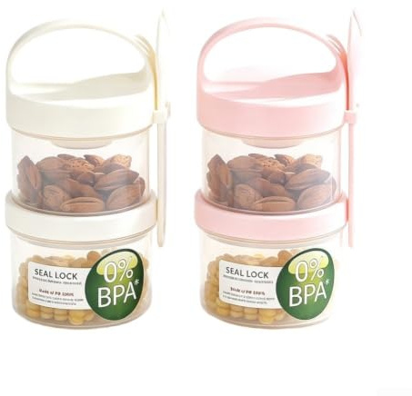 NEIQIUWING återanvändbara havregryn burkar 31 oz med lock och spoons läckagesäker