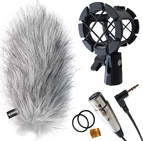 Keepdrum, riktad mikrofon tillbehörsset: vindavvisare WS-?, stötfäste PCM-H1, TRS/XLR-kabel MC-025XJ