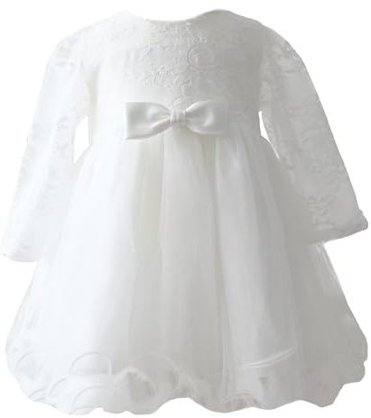 Dopklänning baby flicka tyll prinsessklänning långärmad M28