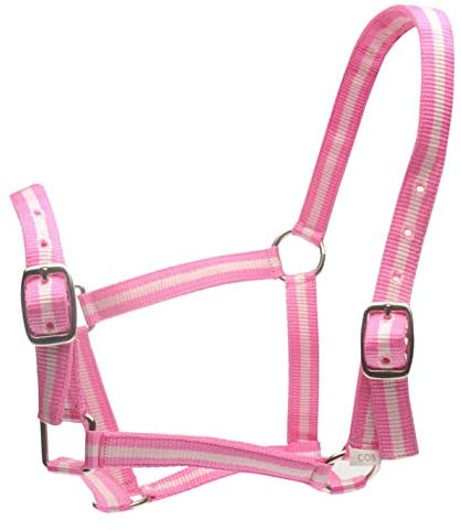 Roma Halfter und Führstrick Set – Rosa/Silber – Cob