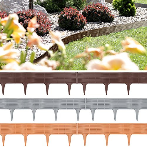 DEUBA® Bordure de Jardin Plastique 7,80m résistante intempéries UV Piquet Terre Parterre Plate-Bande délimitation Design clôture Prairie Terre Cuite