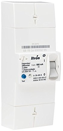 Itron 400020 - Disjoncteur de branchement EDF 2P 60A - diff 500 mA - sélectif - SDB II 500 60A S
