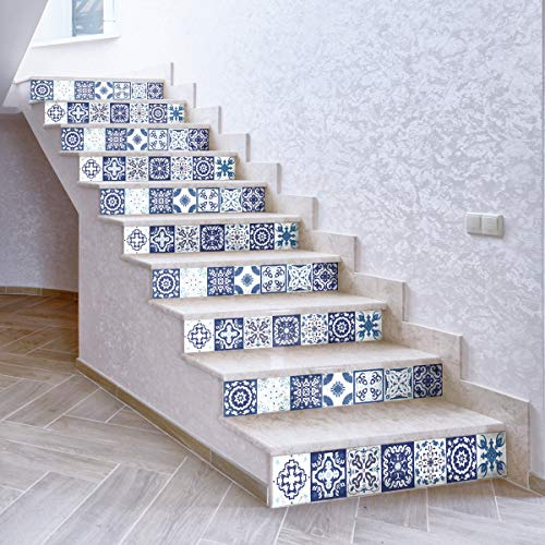 Pegatinas de Azulejos Adhesivas – Pegatina de Azulejos de Cemento – Decoración de escaleras