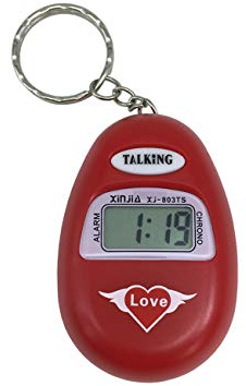 Visionu, Schlüsselanhänger mit sprechender Uhr in italienischer Sprache. Für Blinde, Rot Medium