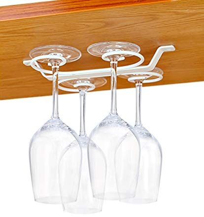 GeLive Weinglasregal, Stielglashalter, Glasaufhänger mit 4 Haken für Zuhause und Bar (weiß)