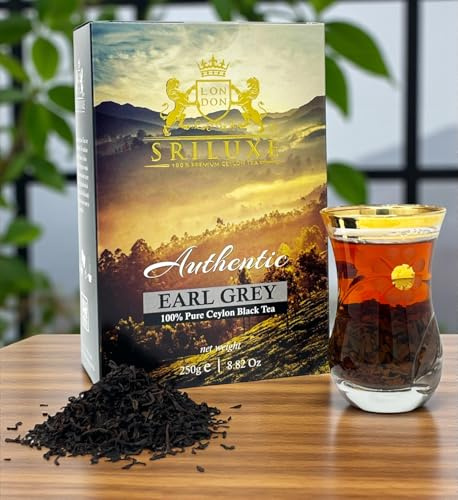 SRILUXE - Premium Quality Ceylon Earl Grey Tea Loose Leaf Sri Lankan Luxury Tea Exquisite Taste and Aroma Freshly Harvested Direct from Plantation Side | Powerful Anti-OXIDANTS | 250g |