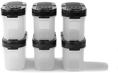 Tupperware Food Shaker, Modular Spice Shaker Set of 6, Black