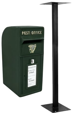 MonsterShop - Cassetta Postale per le Lettere in Stile Britannico Inglese in Ghisa da Esterno Buca per Lettere Standard - con Piedistallo - Verde