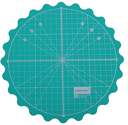 EXCEART Rotary Self- Healing Cutting Mats Round Rotating Turntable Green PVC Grid Cut Matt for Sewing Quilting Scrapbooking Crafts Projects 23X23cm