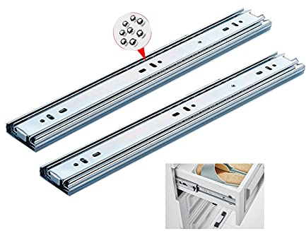 2 Pcs Guide/Binari con Cuscinetti a Sfere ad Estrazione guide per cassetti Estensione Completa, Montaggio Laterale Guide per Cassetti con Chiusura Ammortizzata(Size:40cm/16in)