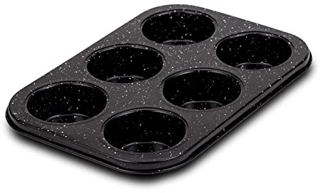 NAVA Muffinblech Muffinform GRANITBESCHICHTUNG Backblech für 6 Stück Muffins Cupcakes 26,5x18,5 cm NATURE