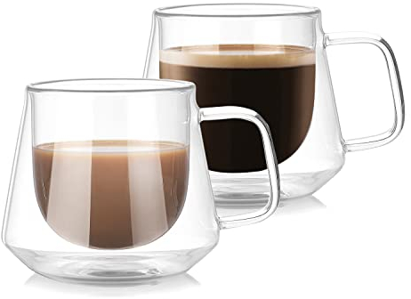 Verres à double paroi pour latte macchiato, lot de 2 verres à cappuccino de 200 ml, verres à café expresso à double paroi, verres thermiques, verre à thé, tasses à café pour lait, bière (200ml/Type 2)