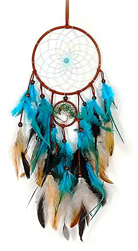 BetterJonny Traumfänger, Basicon 60cm Dreamcatcher Blauer Vintage Feder Traumfänger Handgefertigt Dream Catchers im Böhmischen Stil für Wandbehang Wohnkultur Ornamente Handwerk Zimmerdekoration Blau