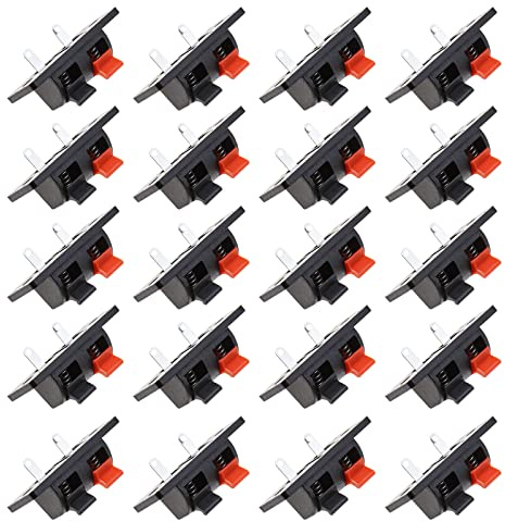 eMagTech 20PCS 2 Pin Speaker Morsettiera Amplificatore Primavera Giunto Morsetto Clip di Prova Altoparlante Stereo Forma Striscia Connettore Push Release Piastra 2 Posizioni