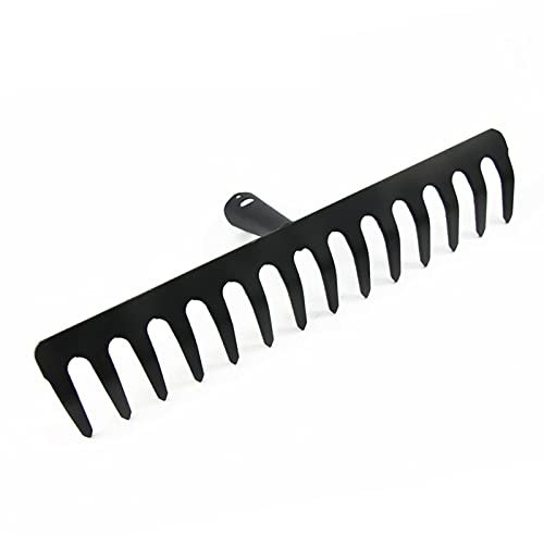 Rastrillo de hojas para jardinería, rastrillo de heno de 14 dientes, rastrillo caducifolio, rastrillo de jardín para recoger desechos sueltos para césped, patio, hierba y hojas (solo cabeza de rastril