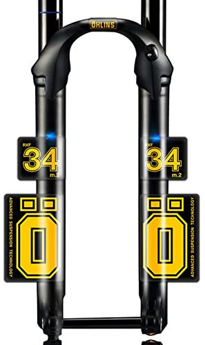 BUSEB Fahrrad-Vordergabel-Aufkleber Oh-lins RXF34 M.2 Vordergabel-Aufkleber Mountainbike-Stoßdämpfer-Farbwechsel-Aufkleber Fahrradzubehör (Color : Yellow)