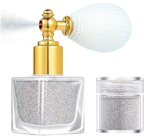 Tolenre Spray de Poudre Paillette Scintillante - Maquillage Pour Cheveux, Visage et Corps (Argent)