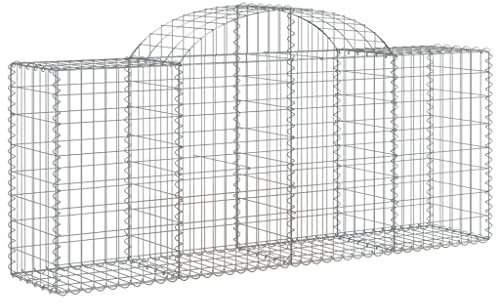 vidaXL Arched Gabion Baskets 11 pcs - Decorative and Soundproof Garden Barriers & Retaining Walls - 200x50x80/100 cm - with Strengthened Wire Panels