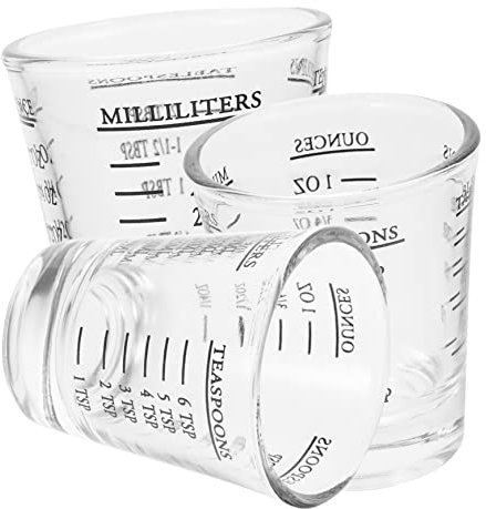 Lot de 3 Tasses à Mesurer en Verre Noir avec Échelle 30 Ml