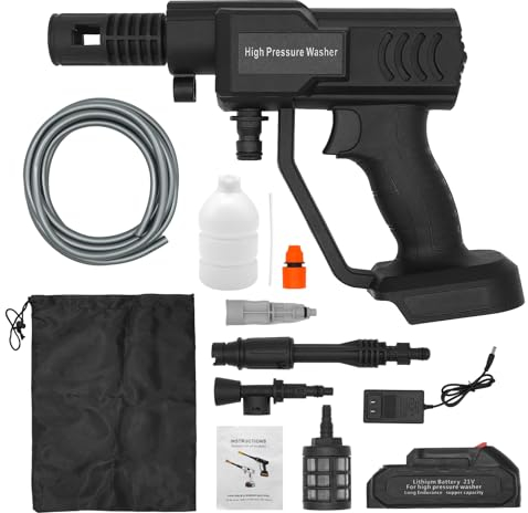Fai Top Cordless High Pressure Washer,Pressure Washer Portable Gun Jet with 3Ah Rechargeable Battery,Snow Foam Lance, Adjustable Spray Nozzle,Water Pump 5M Hose-3Ah Battery