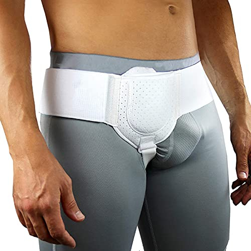 Verstellbarer Herniengürtel für Männer, Leistenbruch-Stützbandage für Leistenhernien, linker oder rechter Hüftgurt, Leistenbruch-Unterstützung für Männer mit abnehmbaren Kompressionspolstern, 1 Stüc