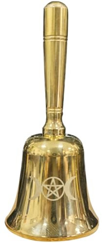 MAGICLULU DREI-Phasen Altarglocke Messing Handklingel Mit Pentagramm Motiv Vintage Glockendekoration Für Ritual Und Wohnaccessoires