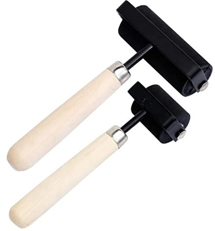 Lurrose 2St Kunstschreier Linoleumblock Bastelgummiwalze j Walze Zeichnen Malwalze Tinte Rollen Werkzeug Prägewalzen Druckgummiwalzen drucken Kleberolle Holzstange Bambus