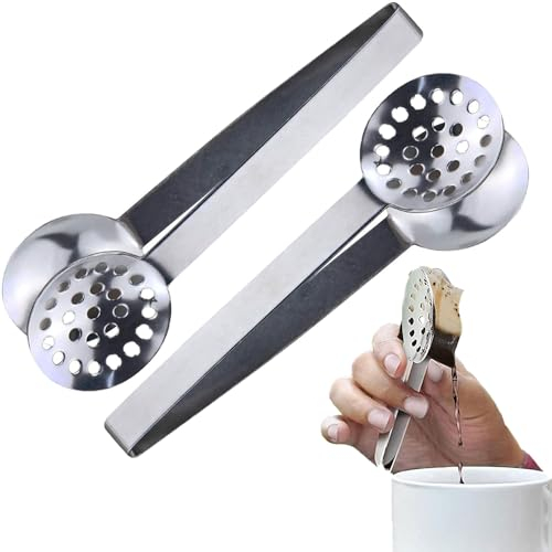 2 Stück Teebeutelzange aus Edelstahl, Teebeutel Squeezer aus Edelstahl, Langer Griff Teebeutel Greifer, Teebeutel-Quetschwerkzeug-Halter, für Teebeutel Eiswürfel und Zuckerwürfel