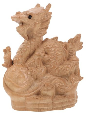 Ciieeo Drachenstatue Aus Holz Chinesischer Drache Dekoration Drachenskulptur Tischornament Indoor Drachendekor Drachenfigur Für Zuhause