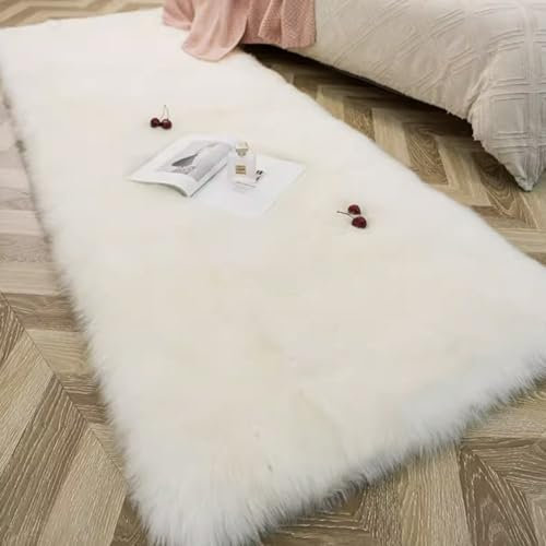 Alfombra Piel De Oveja Auténtico Alfombra Piel De Cordero Grande Alfombra Lana Alfombras Pelo Largo(80X150cm(31.5inchX59inch))