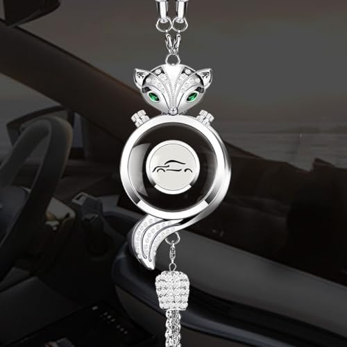 Auto Lufterfrischer Parfüm Kristall Rückspiegel Charms, Innenraum Hängender Anhänger Charm Dekoration Glücksdekor Ornament Zubehör für Frauen (Silber)