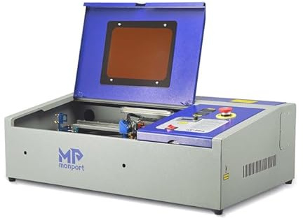 Monport 40W Pro CO2 Laser Engraver, Desktop Laser Engraver Cutter with 300x200mm Dual Workbed, Adjustable Laser Head, Integrated Fan, Red Dot Guidance, Water Cooling System for Metal Wood Acrylic