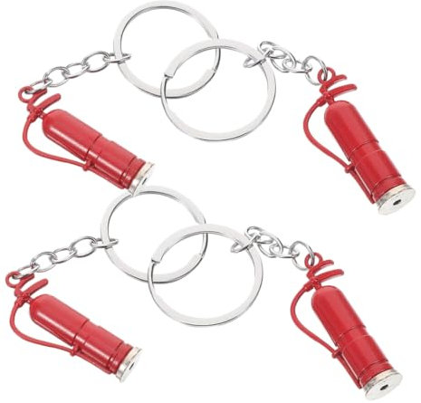 STOBAZA Feuerlöscher Schlüsselanhänger 4 Stück Kleiner Feuerlöscher Schlüsselring aus Legierung Dekorativer Taschenanhänger für Schlüssel Rucksack Handtasche Kreatives für Feuerwehrmann